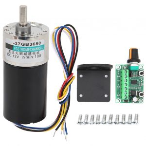 XYONG Moteur CC sans balais avec support, regulateur de vitesse, reducteur de vitesse, sens horaire/antihoraire, 12 V, pour micro-machines, 100 tr/min - Neuf
