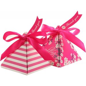 Boite Dragees Mariage 30 Pièces Boîtes à Dragées Baptême Boîtes de Faveur de Mariage Fête Boite Cadeau avec Ruban pour Mariage,Bapteme,Communion,Fête,Noël (Rose rouge) - Neuf