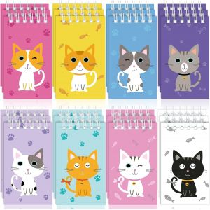 Kaxdl-24 Pcs Mini Bloc-Notes D'animaux De Chat Petit Carnet De Poche À Spirale De Chat Mignon Mémo De Chat D'animal De Compagnie Cahiers Minuscules À Spirale Pour Enfants (Style De Dessin Anim - Neuf