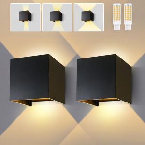 Subzonal-2 Pack Applique Murale Exterieur Angle De Faisceau R&eacute;glable Led G9 Lampe Exterieure Murale Aluminium Blanc Chaud 3000k Lampe Exterieur Int&eacute;rieur/Ext&eacute;rieur Convient Pour Couloir Salon&iquest;Noir - Neuf