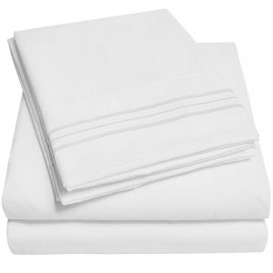 HJLIAN Parure de lit douce avec couvre-lit et poche profonde, ensemble de literie de haute qualite, blanc creme, taille double, 3 pieces - Neuf