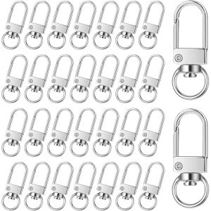 Checarzhn--No1-Lot De 30 Mousquetons Porte-Clés Avec Mousqueton, Porte-Clés À Clip, Fermoir Mousqueton En Métal Avec Articulation Pivotante, Pour Bricolage, Sac À Main, Porte-Clés, Bijoux, Collier Po - Neuf