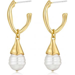 Chenquansarl-Boucles Doreilles Femme Or Pendantes Perle Baroque Couleur Hypoallerg&eacute;niques Sans Nickel Anti-Ternissement Design Fait Main Chic Id&eacute;e Cadeau - Neuf