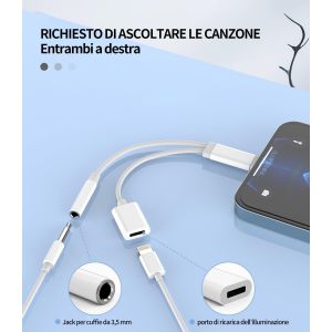 Adapter 3.5mm Jack Headphone For Iphone Accessories Headphone Quick Charge Lightning Aux Cable For Apple 14 13 12 11 Pro Max 7 8 Plus X Xs Xr For Ipad Air Splitter Headphone Earbuds Spinottoper - Neuf