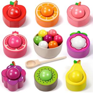 Montessori Games 2 Years,Toy Child 1 2 3 Years Sensory Ball Baby,Gift Boys Girl 2 3 Years,Wooden Sorter Game Colorful Fruit Sorting Game - Neuf