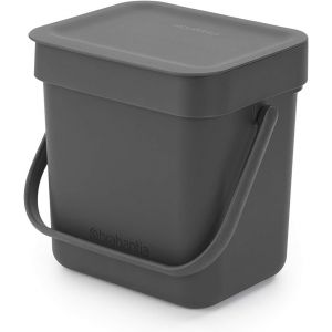 ERYI-Sort & Go 3L - Composteur Cuisine - Poignée De Transport - Petite Poubelle Compost De Table, Comptoir Ou Sous La Cuisine - Gris - 19 X 14 X 18 Cm - Neuf