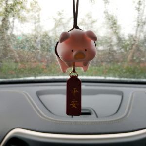 1 pendentif de rétroviseur de voiture, décoration d'intérieur de voiture, pendentif de bureau, de maison, de jardin, décoration de voiture en forme de cochon mignon - Neuf