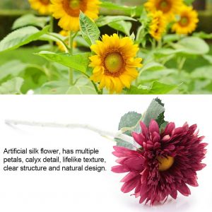 HJLIAN 1 fleur artificielle en soie, faux tournesol, cadeau pour decoration de maison, de chambre ou de mariage (rouge) - Neuf