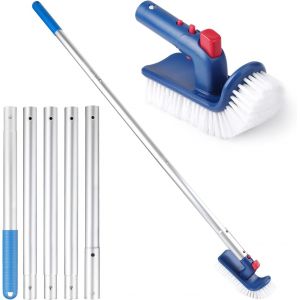 Brosses pour Piscine,Tête de Brosse de Piscine avec Perche Amovible,Brosse Angulaire Otative pour Piscines,Spa,Baignoires (avec Perche) - Neuf