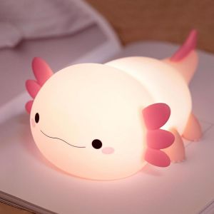 Axolotl Veilleuses Pour Enfantsveilleuse Animal En Silicone &Agrave; Intensit&eacute; Variableveilleuse B&eacute;b&eacute; De Chevet Tactile Rechargeable Mignonned&eacute;coration De Chambre De B&eacute;b&eacute; - Neuf
