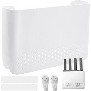 Cauc-Bo&icirc;te De Routeur 25,6 &times; 17 &times; 5 Cm - Bo&icirc;te De Rangement Murale En Plastique Blanc Pour Routeur - Bo&icirc;te De Rangement Pour Routeur Wi-Fi - Support Mural Pour Le Rangement Des Routeurs - Neuf