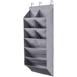 CAUC-Sac &agrave; chaussures mural avec crochets, multifonction, gain de place, multi-couches, sac de rangement suspendu, organiseur gris, 9 compartiments - Neuf