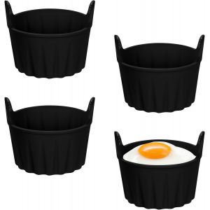 4pcs Moules Muffins Silicone,Moule Muffins En S Caissettes,Noir Anti-Adh&eacute;sif Moule Cake Sans Bpa Cupcake Tasses De Cuisson En Silicone Pour P&acirc;tisseries,G&acirc;teau,Puddings - Neuf