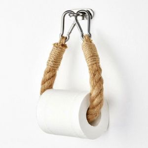 1PCS Porte-Rouleau en Bois Salle de Bains, Porte-Rouleau de Papier Toilette Vintage, Porte-Serviette en Corde de Chanvre pour Salle de Bain et Cuisine - Neuf