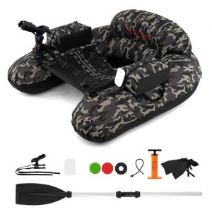 Costway Bateau De Pêche Gonflable-Accessoire Complet-Porte-Canne À Pêche Réglable, Support De Canne, 111 X 104 X 46 Cm, Camouflage - Neuf