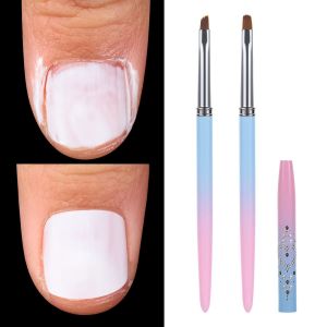 Lot De 2 Pinceaux De Nettoyage Pour Nail Art, Ronds Et Biseautés, Pour Nettoyer Les Cuticules Et Les Vernis, Résistants À L'acétone, Pour Nail Art Et Autres Designs - Neuf