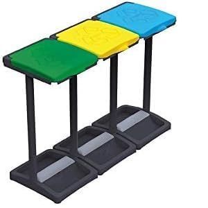 Lot De 3 Porte-Déchets | Porte-Déchets Avec Couvercles Colorés | Porte-Déchets De Collecte Différenciée | Porte-Déchets | Porte-Déchets Avec Compartiments Porte-Bagages 110 L - Neuf