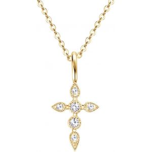 Collier En Argent 925 Pendentif Croix Brillante Avec Moissanites - Bijou Luxueux, Durable Hypoallerg&eacute;nique Et Raffin&eacute; - Accessoire Incontournable Pour Femmes - Cadeau Parfait Pour Toute Occasion - Neuf