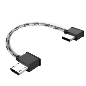 JGD-C&acirc;ble de T&eacute;l&eacute;commande Micro AB vers USB C, C&acirc;ble de Donn&eacute;es &agrave; Angle Droit de Type C vers Micro AB, pour DJI Mini SE, Mavic Mini, Mavic 2 Pro Zoom/Air/Pro Platinum, Tress&eacute; - Neuf