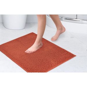 KAL-Noodle Tapis De Salle De Bain Antidérapant Doux Au Toucher Orange Brûlé 40 X 60 Cm - Neuf