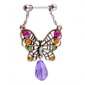 Piercing De Teton En Forme D'aile De Papillon, Bijou De Corps Anti-Allergie (Creux) - Neuf
