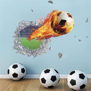 Eryi-Stickers Muraux Football,3d Stickers Muraux Enfants Garcon,Autocollant Mural De Football Coloré Chambre Garçon,Sticker Foot Deco Chambre Ado Garcon,Sticker Mural De Chambre D'enfant Salon Décor - Neuf