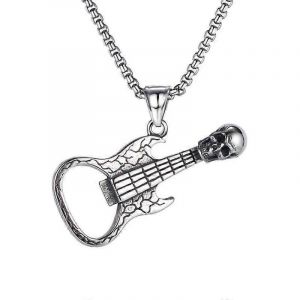 Européen Et Américain Hot Clothing Accessoires Personnalisé Rétro Crâne Guitare Ouvre-Bouteille Homme S Pendentif Collier Usine Vente Directe - Neuf