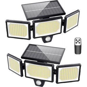 Lampe Solaire Exterieur 304 Led Lumi&egrave;re Solaire Ext&eacute;rieure Avec D&eacute;tecteur De Mouvement 1200lm Ip65 2200mah Eclairage Exerieur Solaire Projecteur Led De S&eacute;curit&eacute; &Eacute;clairage Mural D'ext&eacute;rieur - Neuf