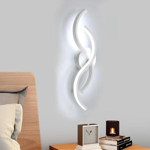 Applique Murale Int&eacute;rieure Led,15w Lampe Murale Led Moderne Cr&eacute;atif Incurv&eacute; Design 1687lm,41cm Luminaire Mural Chambre En Acryliquel Pour Salon Cuisine Escalier,Lumi&egrave;re Froide 6500k,Blanc - Neuf