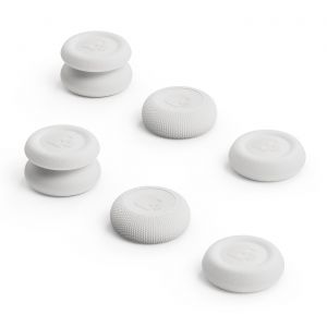 Set de Thumb Grip, capuchons de joystick Skin, CQC et FPS pour manette Nintendo Switch Pro & manette PS5 / PS4 / Slim/Pro SAVAGE RAVEN by Skull & Co., Blanc, 3 paires (6 pi&egrave;ces) - Neuf