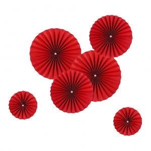 1 Set De 6 Pcs F&ecirc;te De No&euml;l, D&eacute;coration De Salle De Mariage De Papier Fan De D&eacute;coration (Rouge) - Neuf