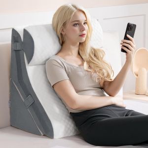 Ulteronixshop-Coussin Triangulaire Pliable en Mousse &agrave; M&eacute;moire - Orthop&eacute;dique 3-en-1 pour Soutien des Jambes, Douleurs Dorsales et Apn&eacute;e du Sommeil - Neuf