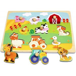 KAL-Puzzle Jouet Enfant 2 An, Montessori Bois Puzzle Enfant 1 2 3 Ans Pour Bebe Garçon Ou Fille, Jeux Éducatifs Cadeaux Pour Enfants 1 2 3 Ans, Jouet En Bois 1 An, La Ferme - Neuf