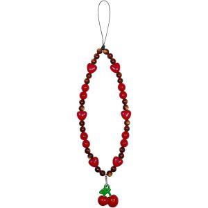 Pendentif Pour T&eacute;l&eacute;phone Portable - Breloque Universelle - Motif Cerise - Kawaii - Bracelet De T&eacute;l&eacute;phone Portable Pour Filles Et Femmes - Neuf