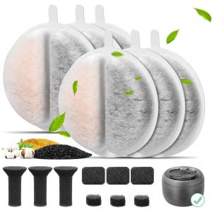 Lot De 6 Filtres De Fontaine &Agrave; Eau Pour Chat Compatible Avec 2,5l Fontaine &Agrave; Eau Pour Chat, Filtre De Remplacement Avec Carbone Activ&eacute;/Mousse/&Eacute;ponge Pour Fontaine D'eau Pour Animaux De 84 Fl Oz - Neuf