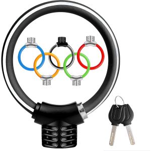 Chenquansarl-Cadenas Pour Bicyclette, Petit Anneau De Sécurité Portable, Antivol Inviolable, Résistance Au Cisaillement, Câble D'acier Épaissi, Bande Réfléchissante En Alliage(Noir) - Neuf