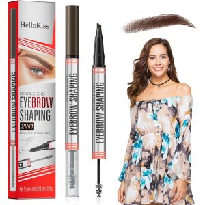 KALANKA-2in1 Gel Sourcils Crayon brow lift kit sourcil gel transparent fixateur feutre sourcil microblading crayon sourcils waterproof Coloration Double Extrémité(Marron foncé¿ - Neuf
