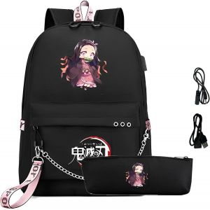 KALSC-Sacs À Dos Nezuko Cartable Anime Sac A Dos College Nezuko,Cartable Fille Collège Anime,Nezuko Trousse,Sac College - Neuf