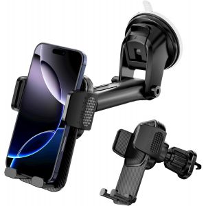 LORANKA-Support T&eacute;l&eacute;phone Voiture, 3 En1 Porte Telephone Voiture Tableau de Bord Compatible Tous Smartphones 4.7''-7.2'', Portable Ventouse, Rotation 360&deg;, Un Bouton de Lib&eacute;ration - Neuf