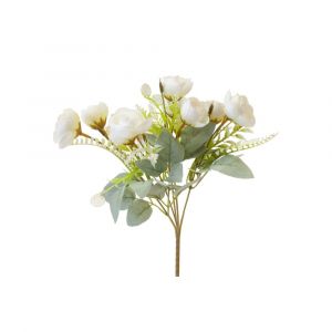BOUQUET COMPOS&Eacute; FLEURS ARTIFICIEL 35CM BLANC - Neuf