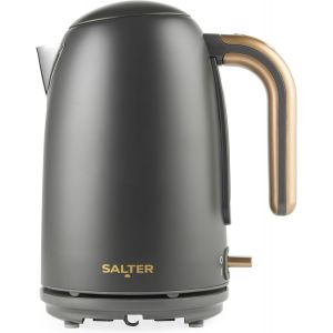 Bouilloire Pebble 1,7 L, Bouilloire Électrique Rapide, Filtre Anti-Calcaire Amovible, Indicateur De Niveau D'Eau, Base Pivotante À 360°, Fenêtre De Visualisation, 3Kw, Gris/Or - Neuf