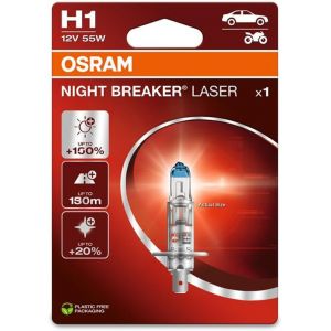 Night Breaker Laser H1,+150% De Luminosit&eacute; En Plus,Lampe Phare Halog&egrave;ne,64150nl-1bl,12v,Blister (1 Lampe),White - Neuf