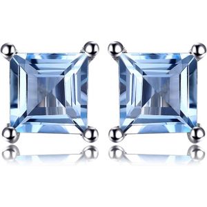 Kal-Boucles D'oreilles Carré Véritable Améthyste Clous D'oreilles Argent 925 - Neuf