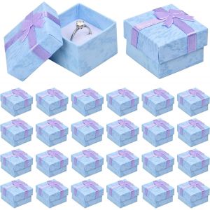 Jexnovashop-24 Pcs Boite A Bijoux 4x4x3cm, Petite Boite Cadeau Carton, Bo&icirc;te De Bague, Ecrin Pr&eacute;sentoir Bo&icirc;te De Collier, Case Rangement Bijoux Pour Pendentif Boucle D'oreille Collier Bague (Violet) - Neuf