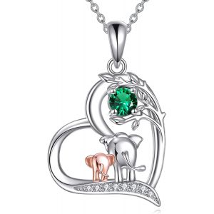 Collier Avec Pierre De Naissance En Argent Sterling 925 - Pendentif &Eacute;l&eacute;phant - Joli Bijou - Cadeau Pour Femme,M&egrave;re,&Eacute;pouse,Fille - Neuf