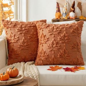 CAUC-Housse de Coussin 40x40, Lot de 2 Pi&egrave;ces Coussin Automne, Canap&eacute; Housses Coussin Feuilles, pour Canap&eacute;, Salon, Chambre &agrave; Coucher Interieur (40 * 40) - Neuf