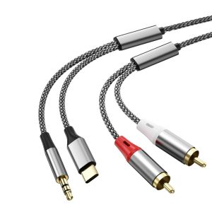 KALANKA-C&acirc;ble RCA 2,3 m USB C vers 2RCA st&eacute;r&eacute;o - Adaptateur RCA vers jack 3,5 mm - Compatible avec iPhone 15/16, MacBook, Galaxy, amplificateur, haut-parleur, autoradio - Neuf