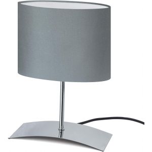 Kal-2018-04g Lampe De Chevet *Grey Eagle* Lampe De Table Avec Abat-Jour En Tissu Gris Incl. 1x Douille E14 Pour Ampoules Led, Lampe De Rebord De Fenêtre, Lampe De Bureau (Sans Ampoule) - Neuf