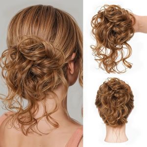 Mtuihfo Chignon Cheveux, Postiche Cheveux Naturel Boucl&eacute;s Extensions, Faux Chignon Synth&eacute;tique D&eacute;coiff&eacute; Pour Femmes Filles - Neuf