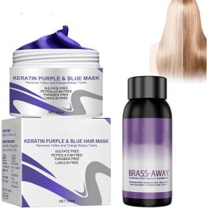 Shampooing Tonifiant Violet Professionnel, Shampoing Violet Pour Cheveux Blonds, Masque Nutritif & Illuminateur, Masque Cheveux Réparateur, Soin Cheveux Blond, Décolorés, Méchés, Gris[Z3873] - Neuf